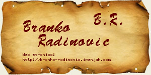 Branko Radinović vizit kartica